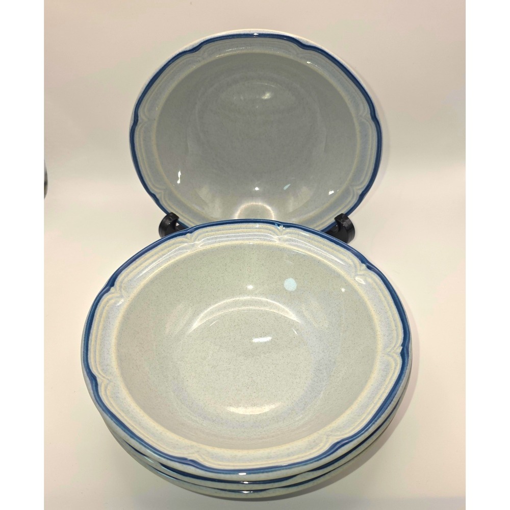 International China American Patchwork Heritage Soup Bowls Blue Set of 4